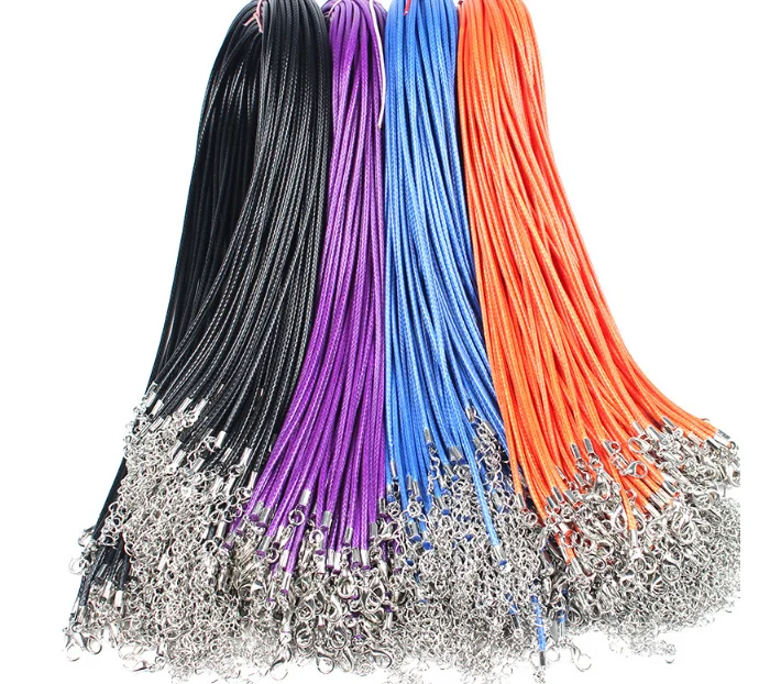 

100PCS Supply Handmade material 1.5mm necklace wax rope accessory rope pendant colors rope Extension chain Lobster buckle alloy