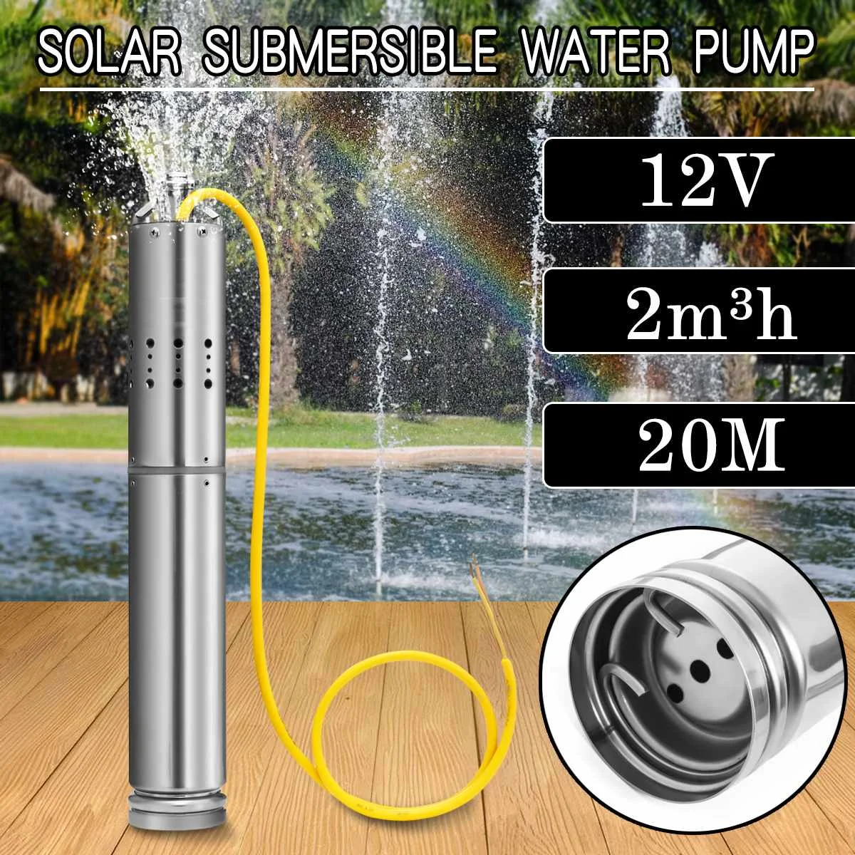 

DC12V/18V 110W Max Head 20m Submersibel Bore Hole Deep Well Pump Farm & Ranch Solar Powered Sewage Pump