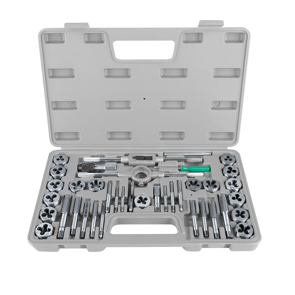

40Pcs M3-M12 Screw Nut Tap and Die Set with Wrenches and Thread Gauge Heavy Duty Hand Tools New