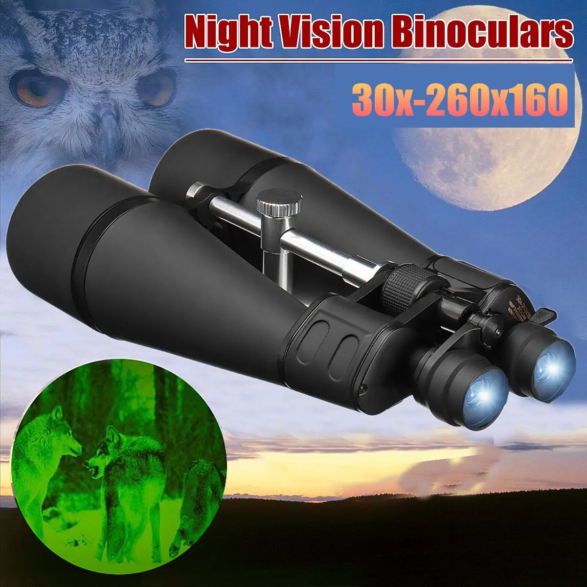 

30x-260x160 High Magnification Long Range Zoom Optical Green Lens Binoculars Objective Diameter 160mm With Lens Cloth