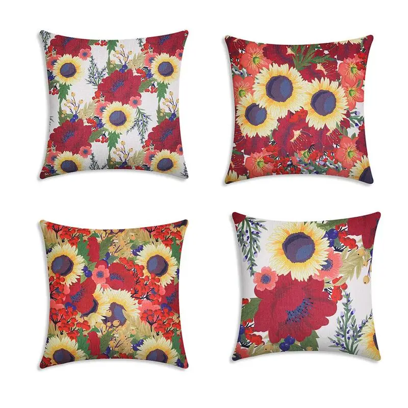 Nordic Sofa Pillowcase Linen Cotton And Linen Sunflower Printed Bright Pillowcase Home Decoration Hotel Sofa Pillowcase Nordic Sofa Pillowcase Linen Cotton And Linen Sunflower Printed Bright Pillowcase Home Decoration Hotel Sofa Pillowcase