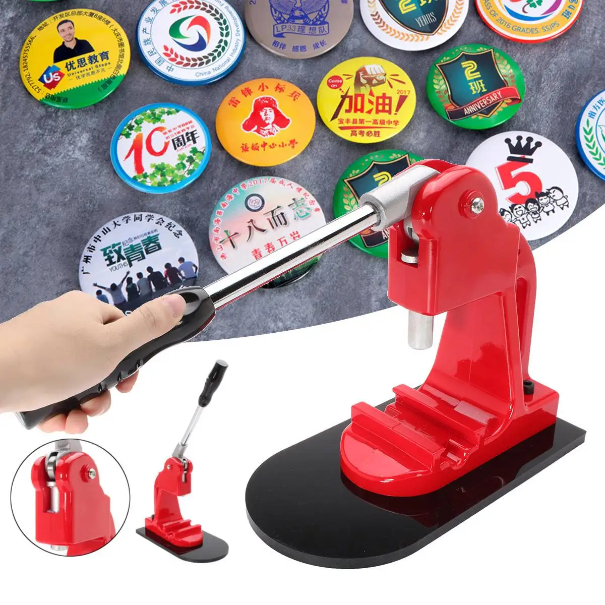 

Red 25mm Metal Buttons Maker Manual Round Badges Punch Press Machine for DIY Badge Buttons Making Printing Mold Hand Tools Kit