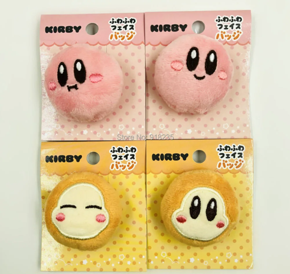 

4PCS Pink Kirby 4CM Plush Brooch Badge Bag Pins Doll Stuffed Toy Retail