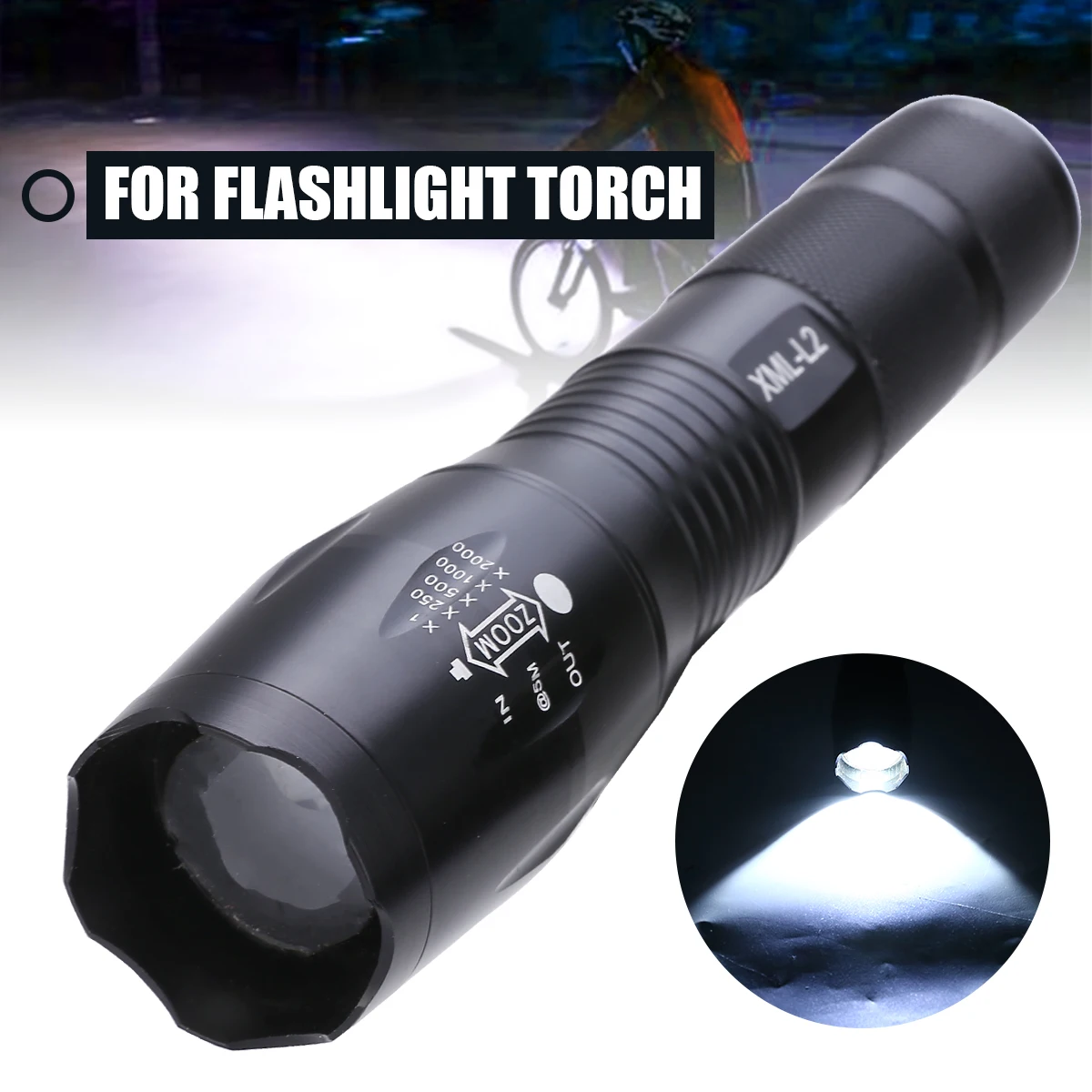 

Camping Hiking Super Bright Aluminum Alloy XM-L2 LED Flashlight 5 Modes Torch Lamp Durable And Sturdy Dazzling Effect