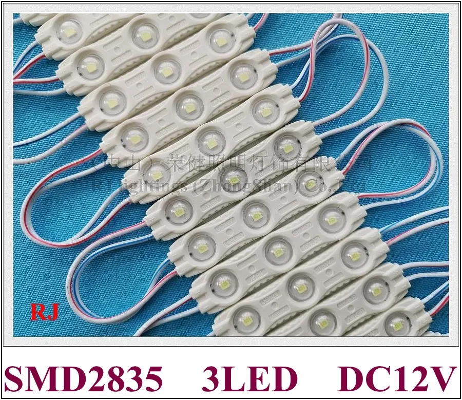 

injection super LED module with lens SMD 2835 DC12V 3 led 1.2W 140lm IP65 67mm*14mm aluminum PCB CE factory price high bright