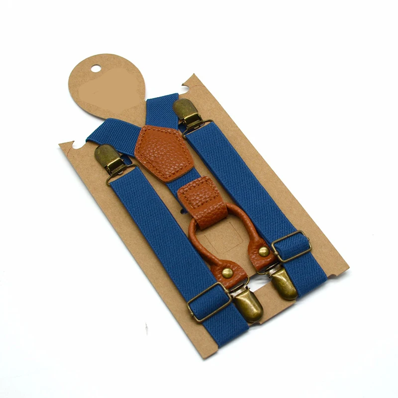

Children's solid color strap clips High quality elastic elastic straps 4 clips hanging pants clip baby suspenders