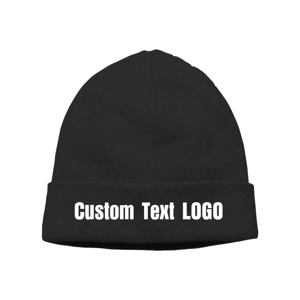 Custom Printed Personalised Knit Beanie Hat Cap Any Text, Logo, Photoin Men's Skullies