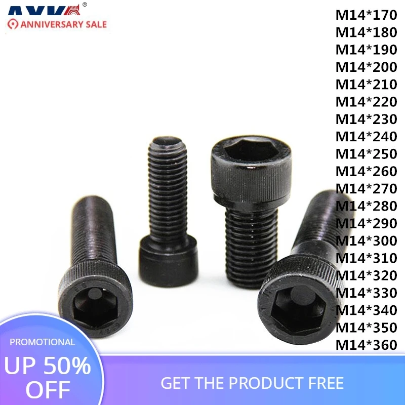 

AXK 1pcs 12.9 imported cylindrical head hexagon socket head bolt Hexagon socket head cap screw M14*170-400MM