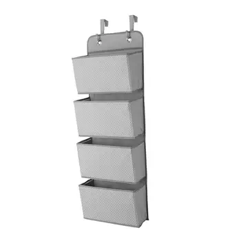 

4 Layers Non-woven Wall Door Closet Hanging Storage Bag Clothes Organizer Over Door for Bedroom Bathroom Kitchen (Grey)