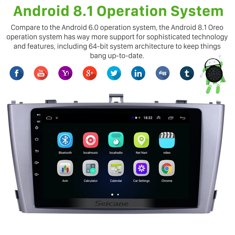 Seicane Android 8,1 gps навигация 9 дюймов радио для 2009-2013 Toyota AVENSIS с 1024*600 сенсорным экраном Bluetooth телефон Wifi