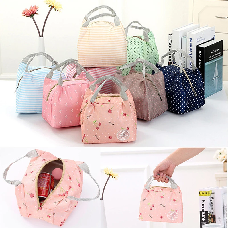 

2019 New Portable Lunch Bags Insulated Waterproof Cooler Carry Tote Storage Bag Striped Casual Women Girl Packs Casual Hot Sale