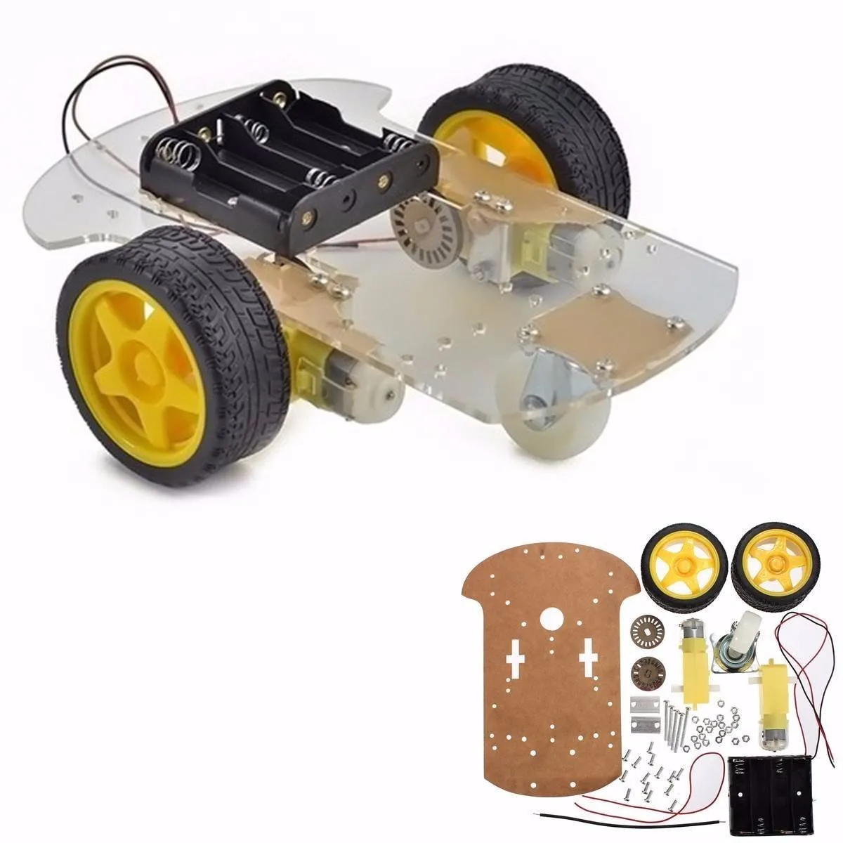 1Set 2WD Mini Round Double-Deck Smart Robot Car Chassis DIY Kit For Arduino 15x 14x 8CM Intelligent Robot DIY Kit Car Chassis