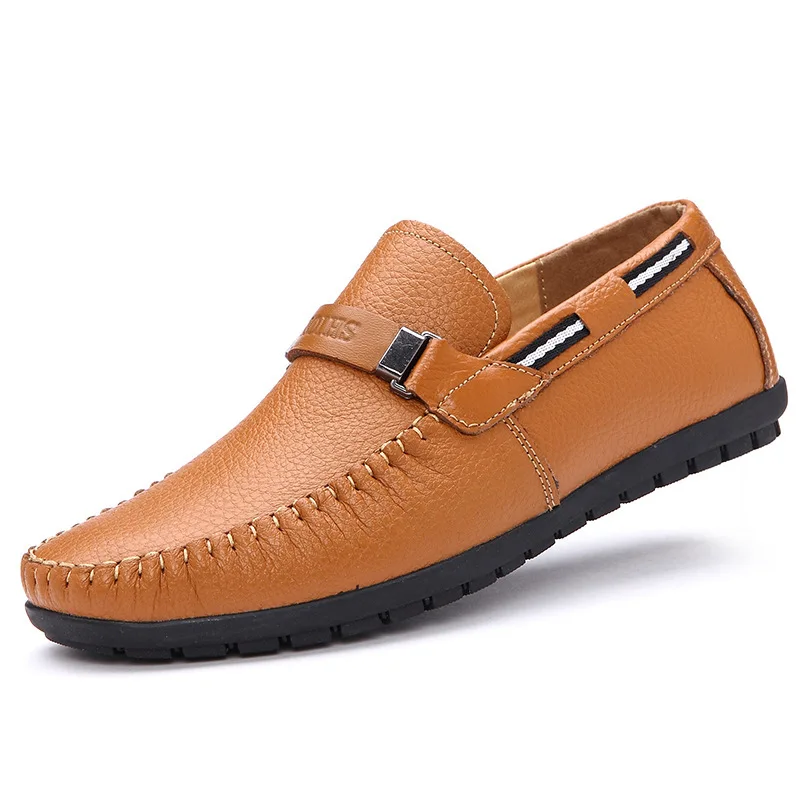 

IMAXANNA Leather Shoes Men Genuine Leather Soft Bottom Loafers Business Office Dress Shoes High Quality Fashion Casual Shoes