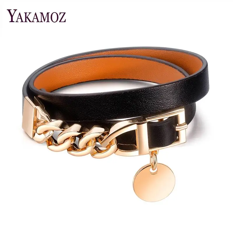 

YAKAMOZ Charm Adjustable Men's Black Leather Bracelet for Male Accessories Handmade Jewelry Pulseras Gift Wholesale Price