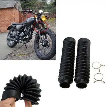 

2pcs Black Universal Motorcycle Rubber Front Fork Cover Dust Gaiters Boots