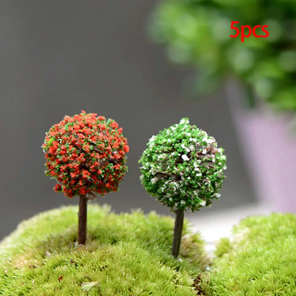 

5pcs Trees Bonsai Landscape Fairy Dollhouse Terrarium Garden Ornament Home Decor Random Color Miniature Trees