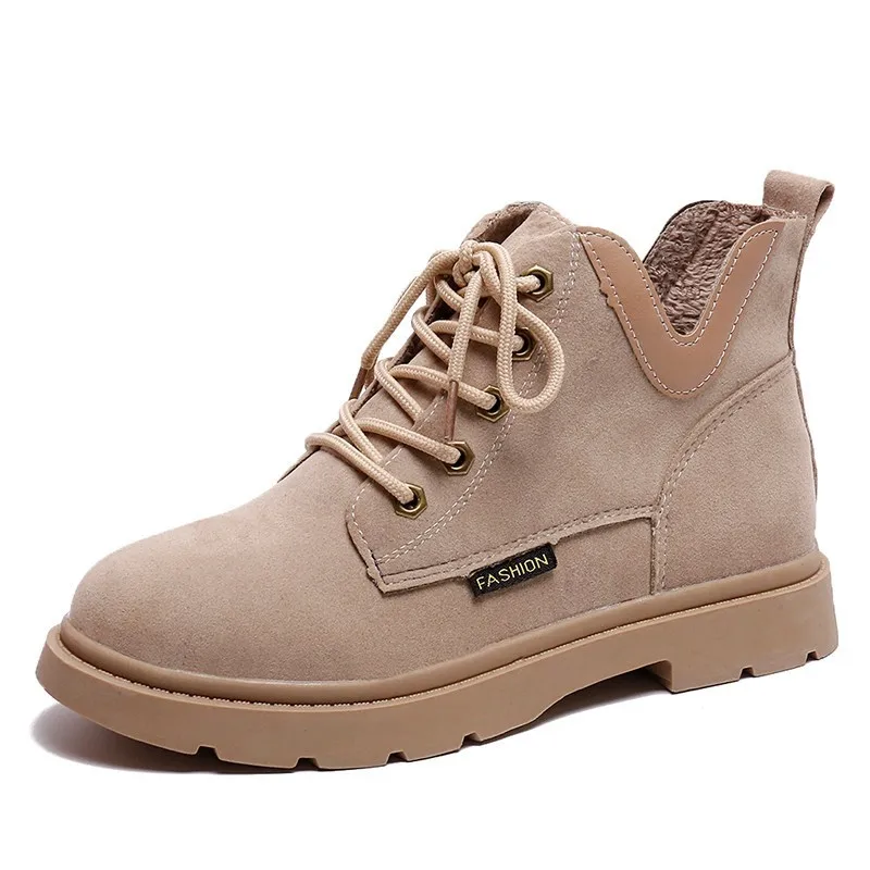 

Winter Snow Boots 2019 New Women Shoes Female Warm Martin Boots Fashion Ankle Women Boots Beige Quality Flock Lady Zapatos Mujer