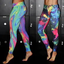 Стильный для женщин печати женские штаны для йоги фитнес леггинсы для бег тренажерный зал упражнения спортивные мотобрюки