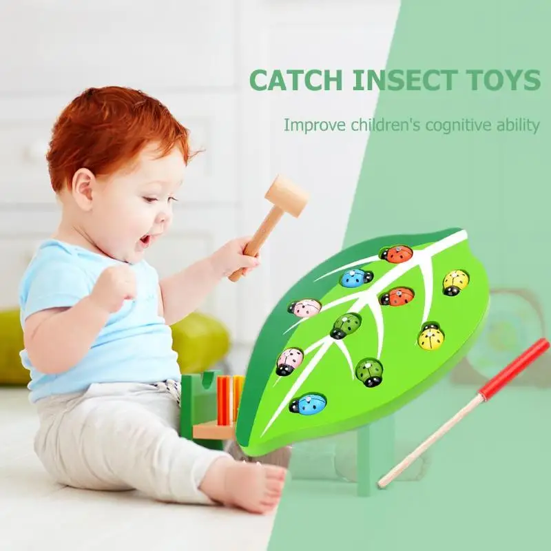 

Wooden Magnetic Catch Insect Games Puzzle Parent-child Interactive Toys Game Baby Puzzle Desktop Games for Kids Parents