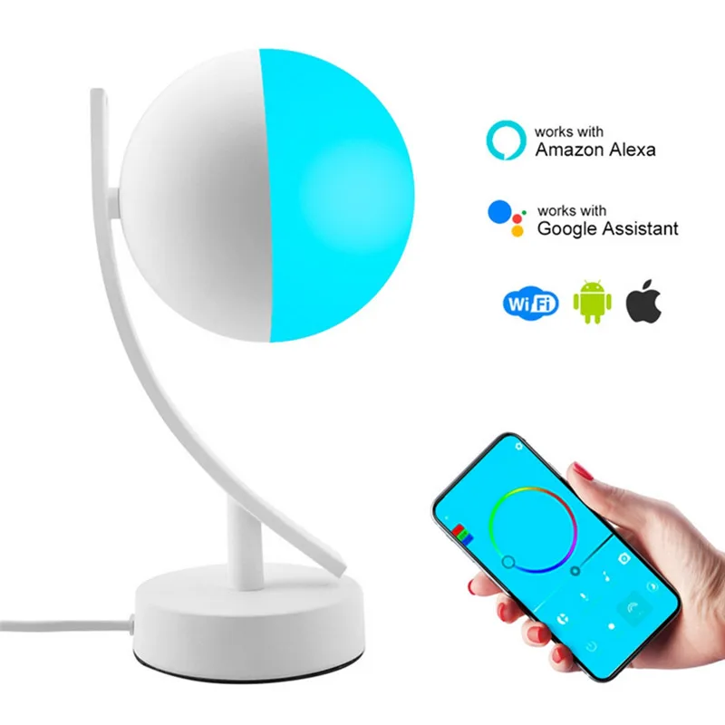 

CLAITE 7W Smart Table Light RGBW WifI APP Control Dimmable Night Lamp Amazon Alex Compatible US/EU Plug AC100-240V