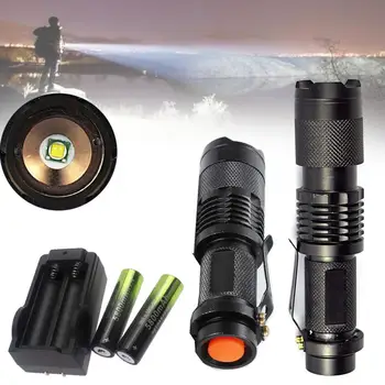 

Portable 3800lumen T6 LED Flashlight waterproof Tactical Torch 5 Mode Zoomable Flashlight + 2 x 18650 Battery + Charger