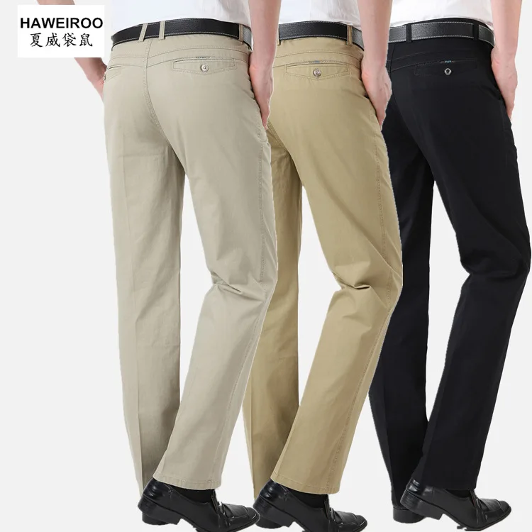 Goede 2017 middelbare leeftijd mannen broek man casual broek rechte losse katoenen mannelijke broek hoge taille broek Zomer Broek