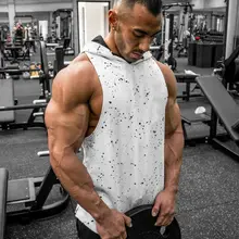 Стиль Мода Горячие мужские Точка мышцы Баскетбол Джерси для спортзала тренировки без рукавов струны с шляпой