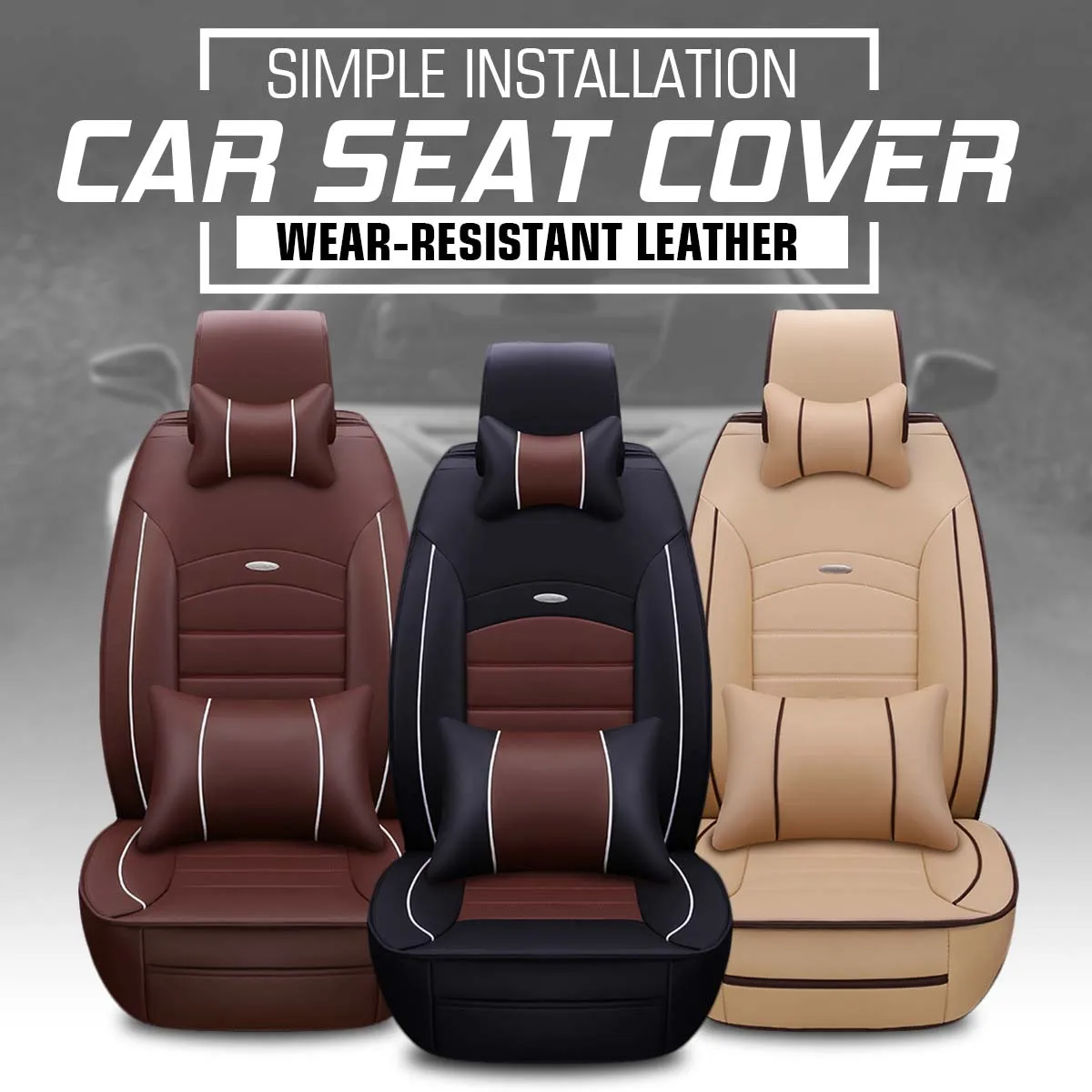 

Universal Car 5 Seats Cover PU Leather Full Front Rear Cushion Protection For Honda/VW/Toyota