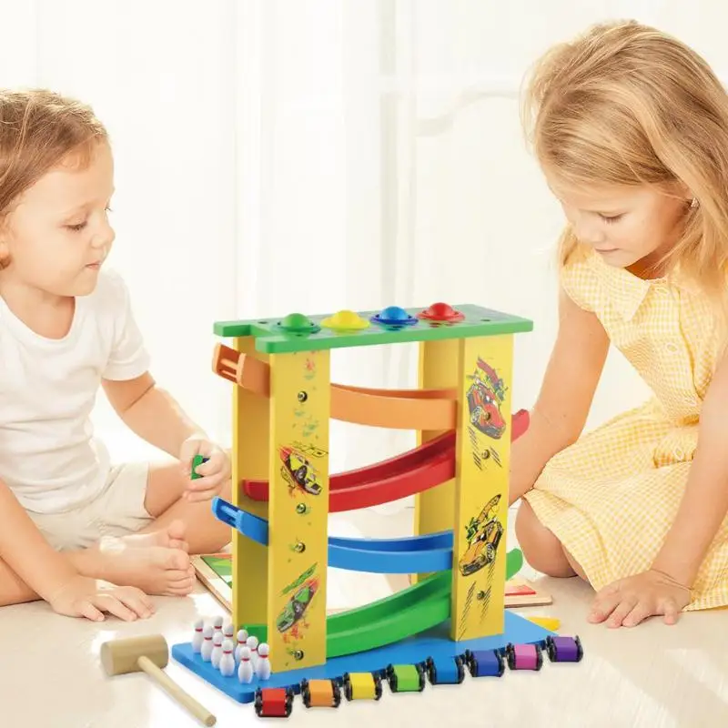 Educational Toys for Children Wooden Track Funny Three-in-one Track Glider Inertia Montessori Toys Gift For Children Kids