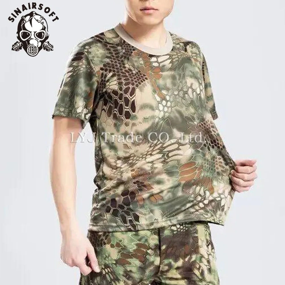 ropa deportiva militar de camuflaje para campamento de caza Camiseta de camuflaje para hombres camisa transpirable de combate táctico del ejército para caza al aire libre 