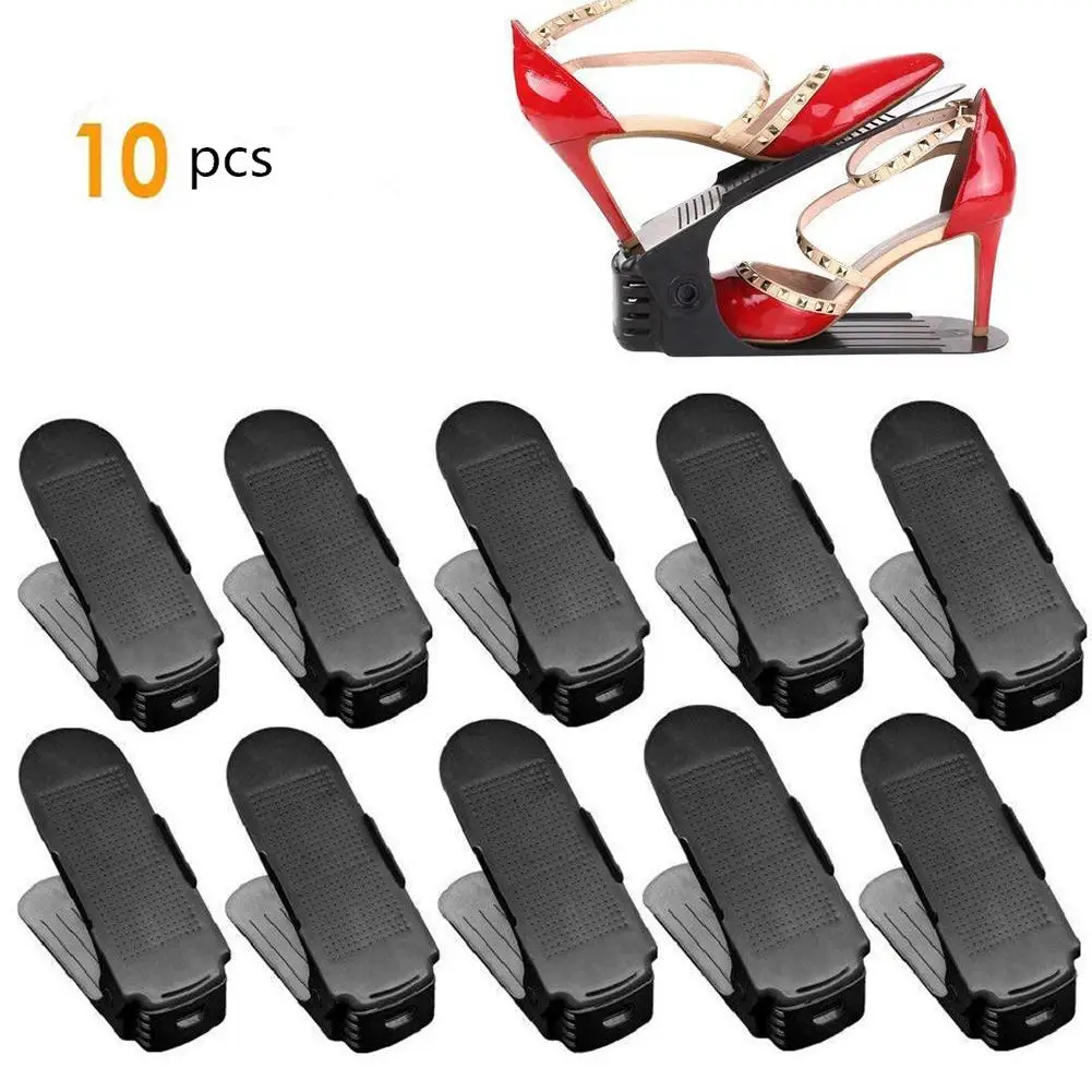 

1/10Pcs Adjustable Shoe Organizer Modern Double Shoe Rack Storage Space Saver Shoes Organizers Stand Shelf for Living Room