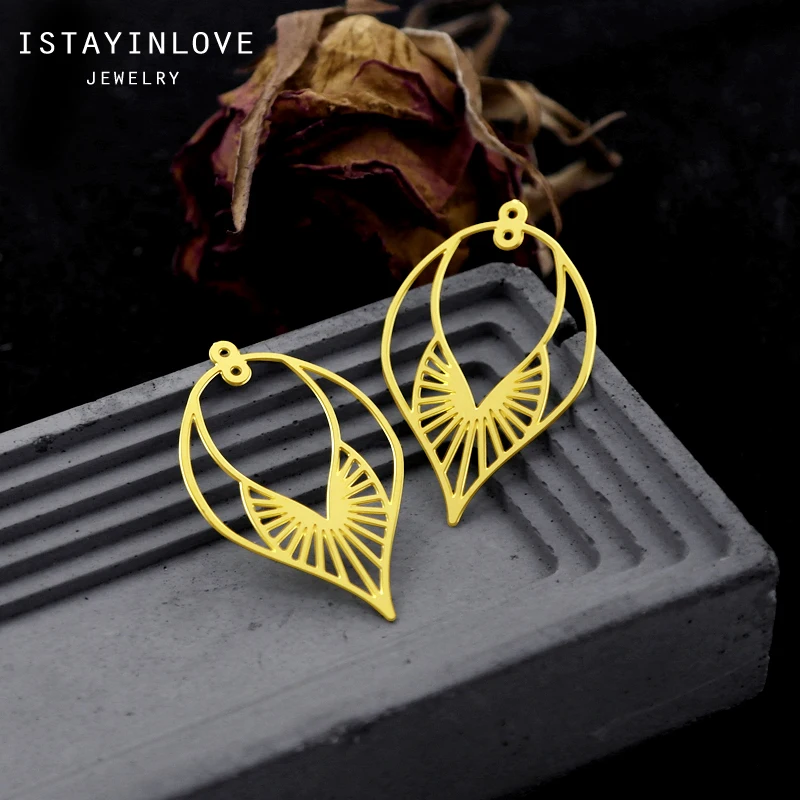 

Handmade Jewelry Making Supplies Pendant Laser Cut Metal Geometry Leaf Raw Brass Charm Findings For DIY Necklace Earring RD547 4