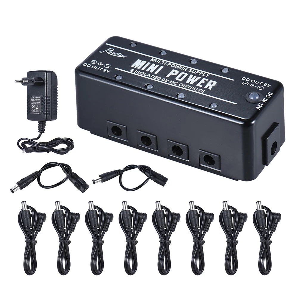 Rowin LEF 329 Guitar Pedal Power Supply 8 Isolated 9V DC Outputs with