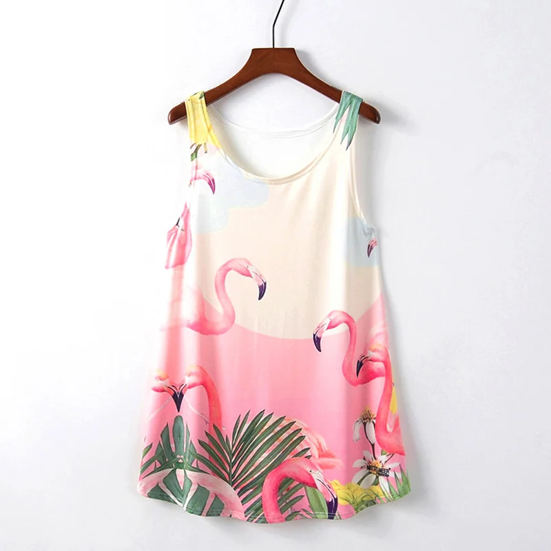

KaiTingu Sexy Spring Summer Top Women Streetwear T Shirt Crane Print Harajuku Kawaii Cute Style Tank Top For Festival