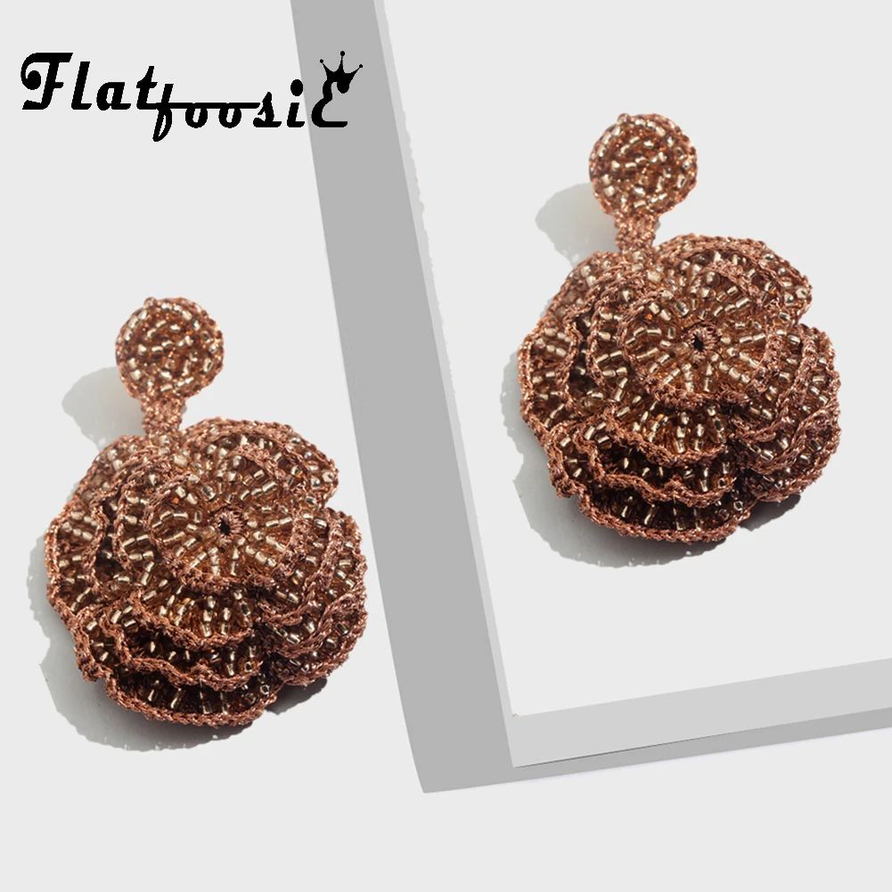 

Flatfoosie Boho Flower Handmade Drop Earrings For Women Fashion Beads Jewelry Ethnic Dangle Earrings Pendant Gifts Wedding Party