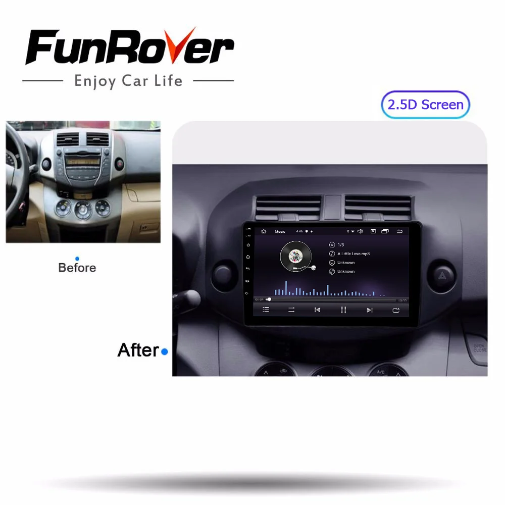 Cheap FUNROVER android 9.0 2.5D+IPS car dvd multimedia player For Toyota RAV4 2005-2013 radio gps navigation system navi stereo DSP BT 1