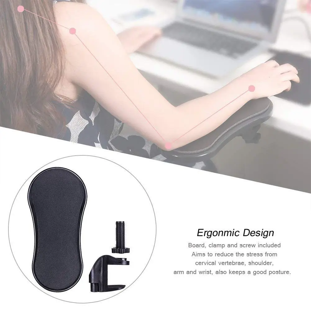  Rotating Computer Arm Rest Pad Ergonomic Adjustable PC Wrist Rest Extender Desk Attachable Home Off