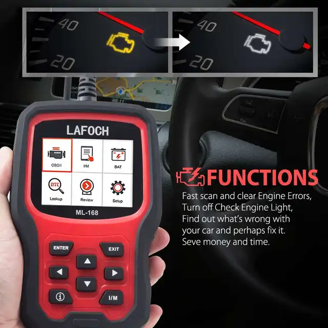 Best Offers OBDii Car Diagnostic Scanner Tool LAFOCH ML-168 OBD2 Auto Diagnostic Scanner OBD Engine Code Reader Support Multi Languages