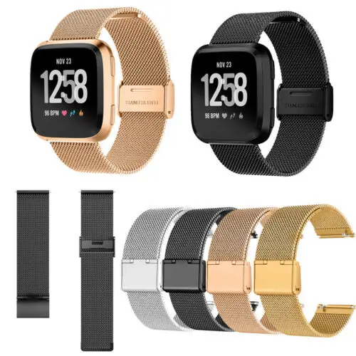 Сменный ремешок для часов Миланская петля сетка наручные часы Fitbit Versa металлический из нержавеющей стали