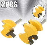 groove כרסום 2pcs נגרות קידוח קאטר 2 לשון קצת נתב Groove Bit 1/4" קאטר קידוח נגרות Shank כרסום קאטר (2)