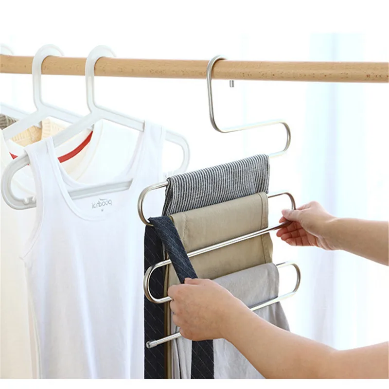 Mrosaa S Тип брюки вешалка для брюк Многоуровневая нержавеющая сталь одежда вешалка для хранения полотенец шкаф Экономия пространства