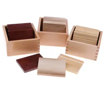 

Montessori Sensory Materials 3 Sets Wooden Tablet Box Sensory Development Early Learning Educational Toys for Children Kids Baby