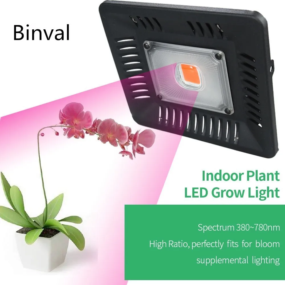 

Binval COB 50W Led Grow Light Full Spectrum Ultra-Thin Waterproof IP67 Flowers Growing Lamp for Bloom indoor Plant