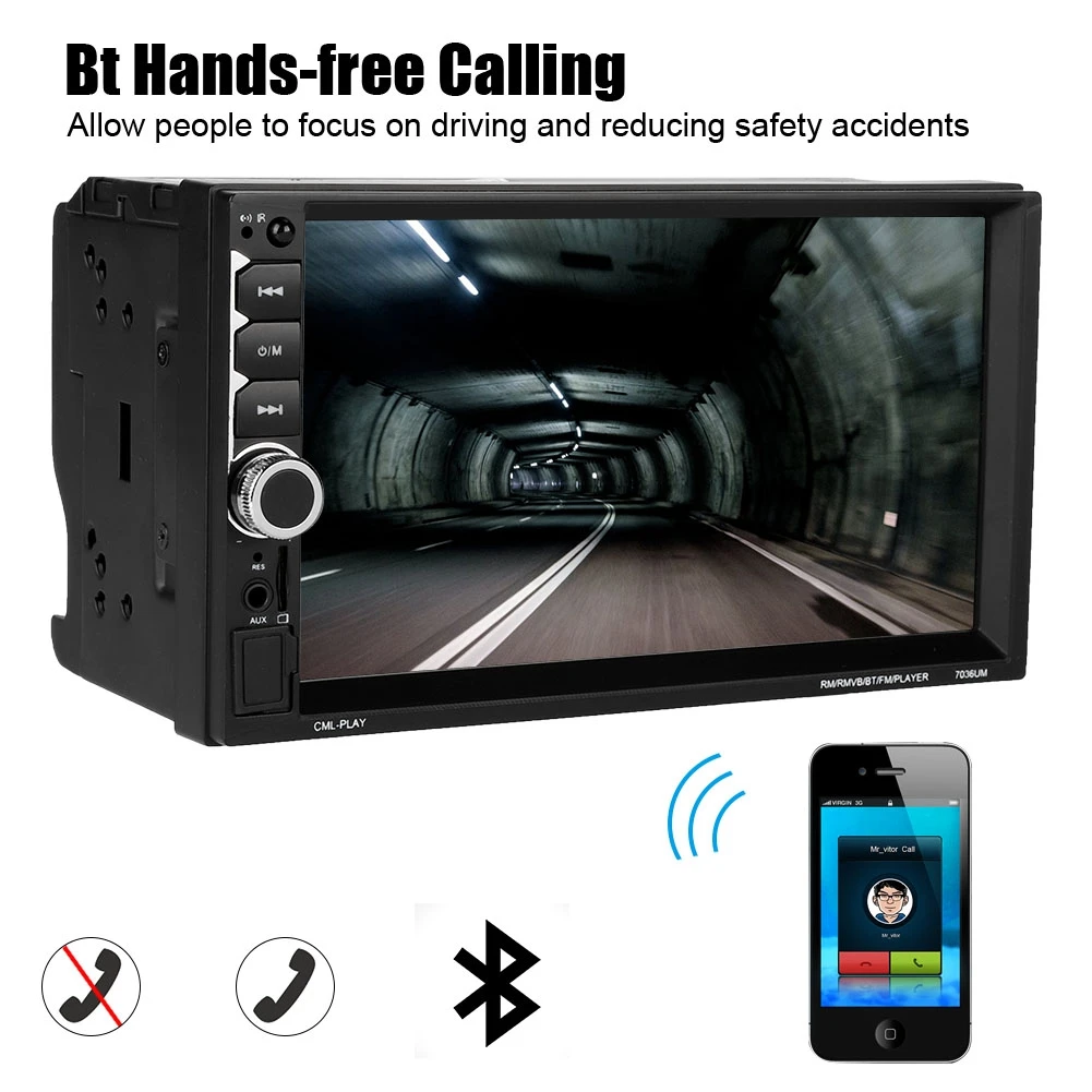 7 дюймов 2Din MP5 7036UM автомобильное радио Bluetooth MP4 плеер сенсорный экран