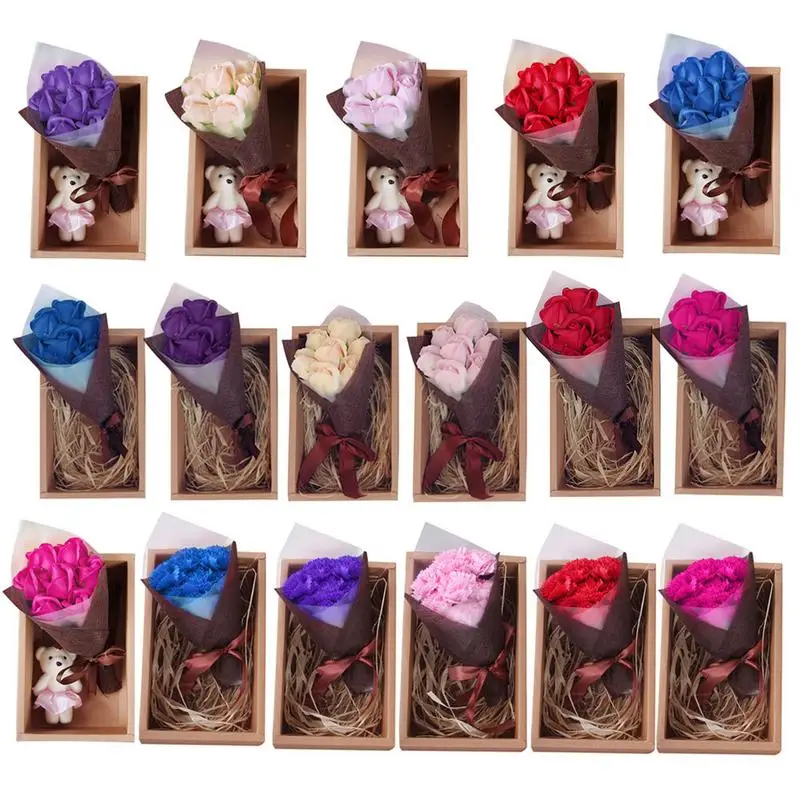 

7Pcs Soap Flower Rose Box Hardcover Bouquet DIY Innovative Decoration For Mother Day Company Activities Birthday Valentine Day