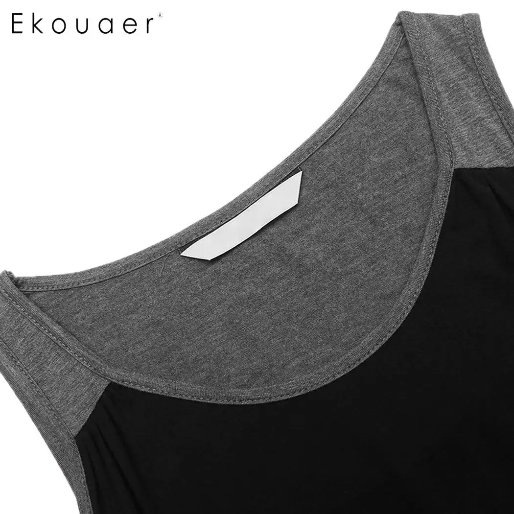 Ekouaer женские пижамы летние комплекты для сна с круглым вырезом без рукавов