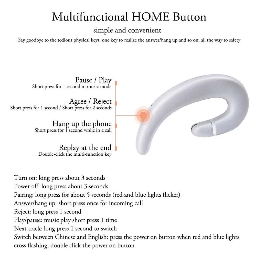 CHYI Wireless Headphone Bluetooth Earphone Ear Hook Painless Headset For iPhone Xiaomi Samsung Bone Conduction Earphone Bluetoot