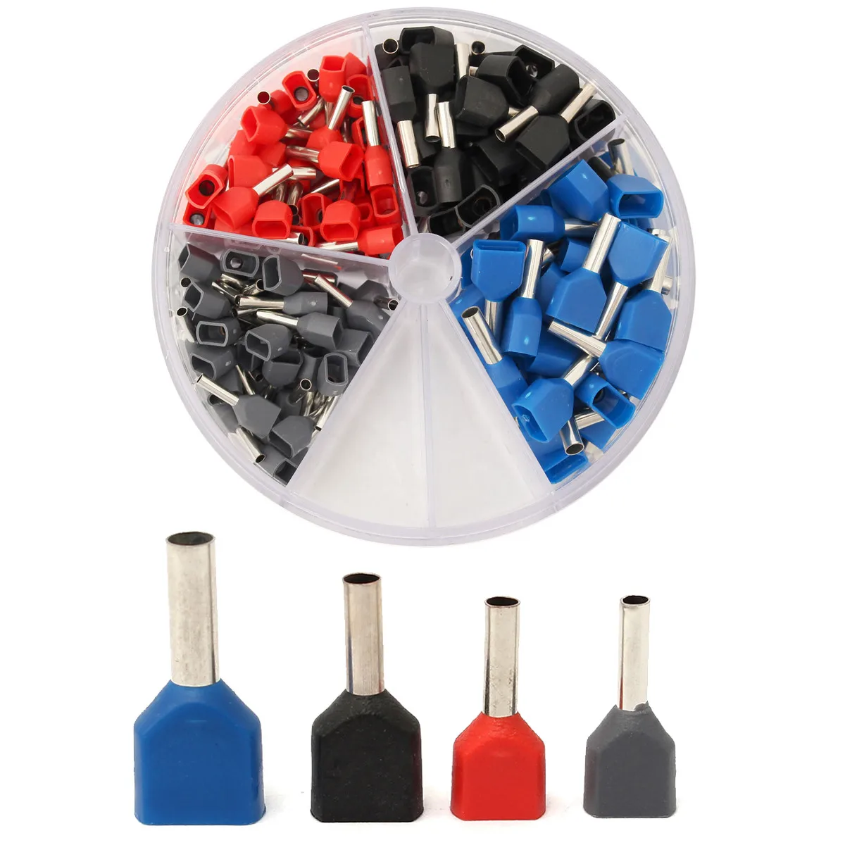 

200Pcs Wire Ferrules End Sleeve Double Cord End Terminal Connector Set Copper Insulated Crimp Splice Terminal Connector Kit