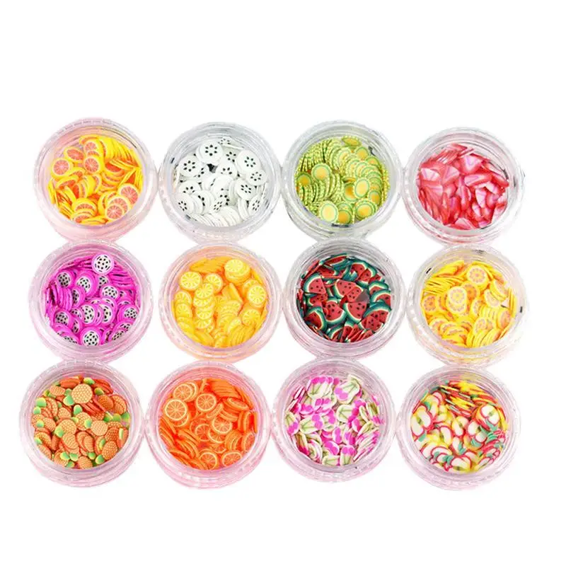 

1 Set Fimo Slice Fruit Slime Making Supply Nail Art Fruit Series 12 Kinds of Boxed Fruit Slices DIY Nail Decoration(Fruit)