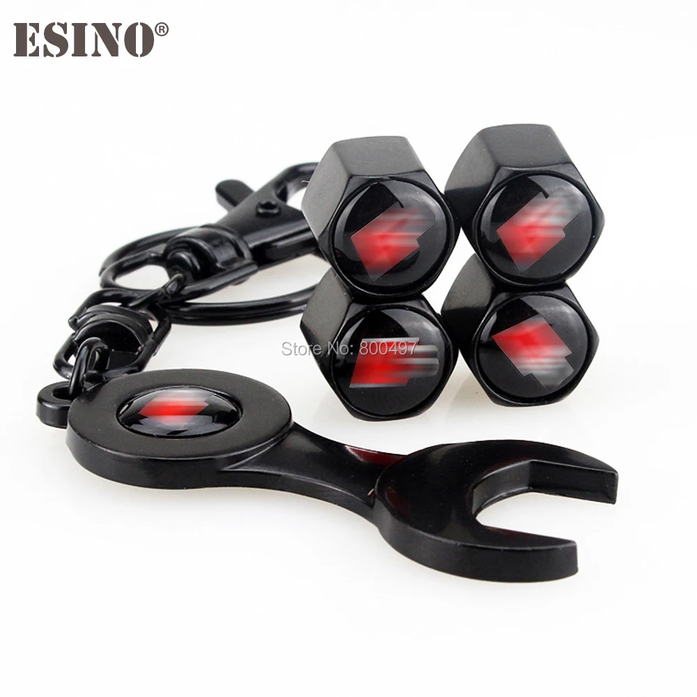 

4 x Car Styling Stainless Steel Zinc Alloy Wheel Tire Valve Stem Caps Universal Fit With Mini Wrench Key Chain For Audi S RS